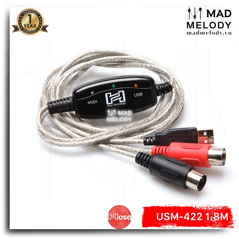 Hosa TRACKLINK MIDI to USB Interface Cable USM-422 (1.8m) (MIDI - USB Type A) (Dây cáp chuyển đổi MI