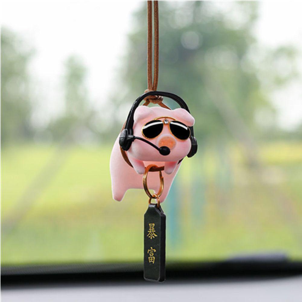 Phụ Kiện Treo Trang Trí Gương Chiếu Hậu Xe Hơi Hình Chú Heo Hoạt Hình May Mắn