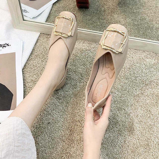 (ORDER) Giày búp bê da bóng khoá vuông mũi tròn BIG SIZE 35-42 | BigBuy360 - bigbuy360.vn