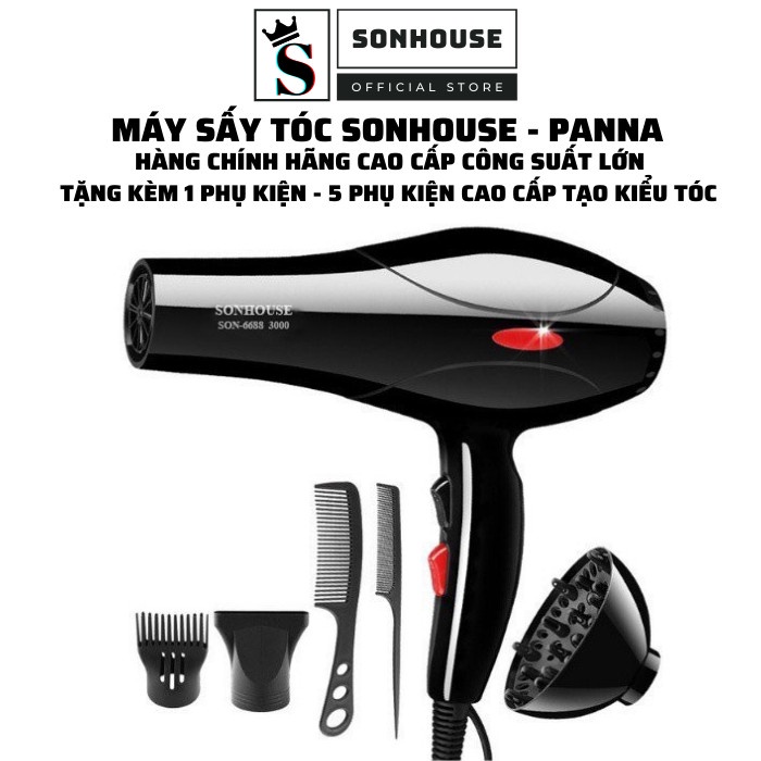 Máy sấy tóc công suất lớn SONHOUSE tạo kiểu tóc chuyên nghiệp chính hãng cao cấp bảo hành 12 tháng