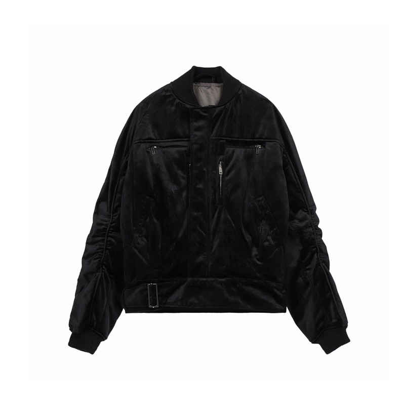 Áo khoác H@ider @ckermann gathered black velvet bomber fw20