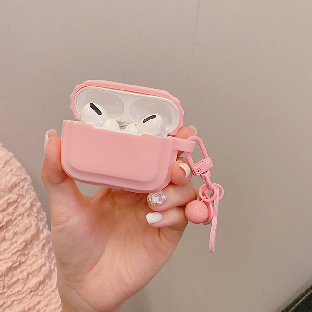 Vỏ Bảo Vệ Hộp Sạc Tai Nghe Airpods 1/2/3/pro Bluetooth Không Dây Chất Liệu Mềm Hình Bánh Macaron Kèm Dây Đeo Tay