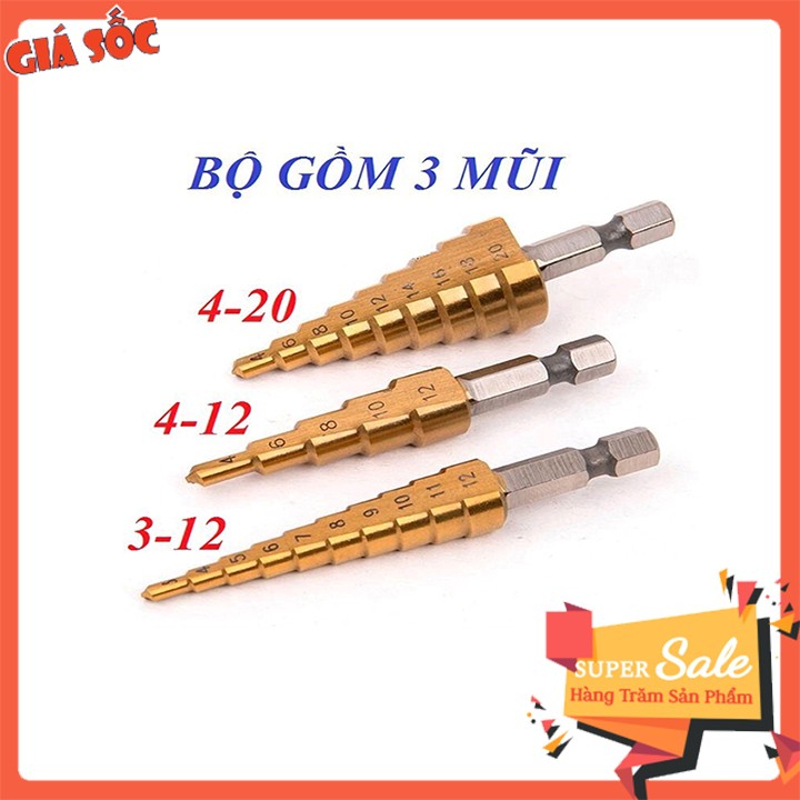 Mũi khoan tầng 4-32 titanium - Bộ 3 mũi