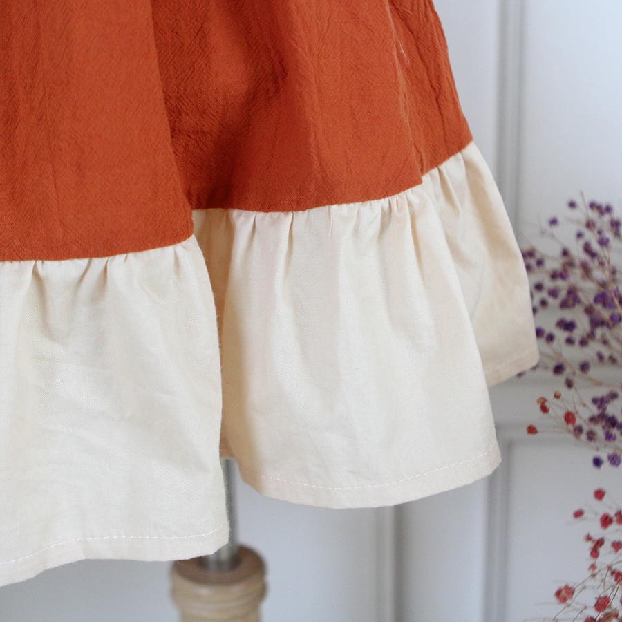 Đầm bé gái 7-25 kg💥 HÀNG THIẾT KẾ MAY KỸ 💥 váy đầm bé gái tiểu thư màu cam đất siêu xinh