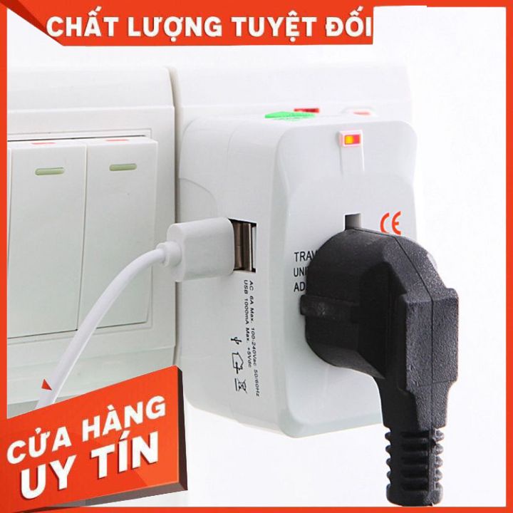 Ổ cắm chuyển đổi nguồn đa năng phù hợp với chuẩn của Châu Âu, Mỹ, Úc, Nhật Bản, hơn 200 Quốc Gia. Ổ cắm du lịch tiện lợi