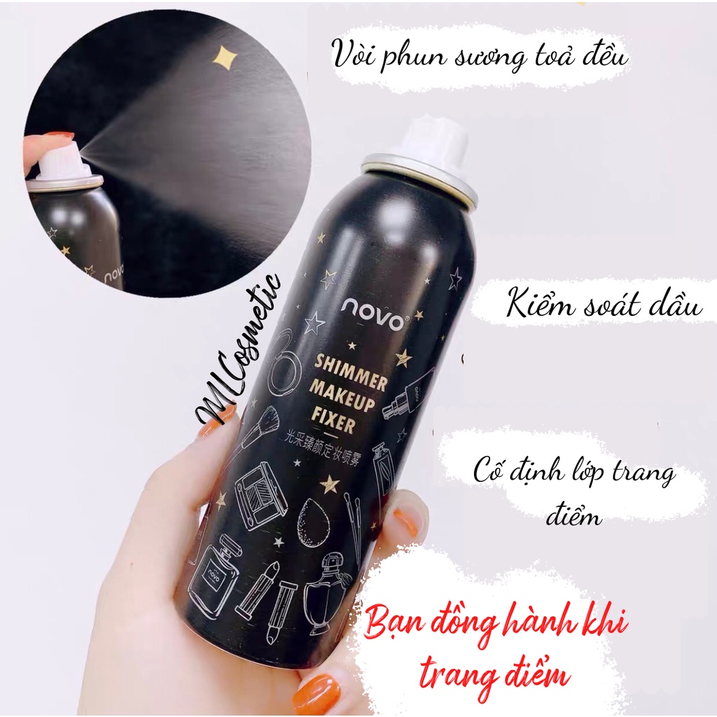 Xịt Khoá Nền Trang Điểm Kiểm Soát Dầu Novo Shimmer Makeup Fixer