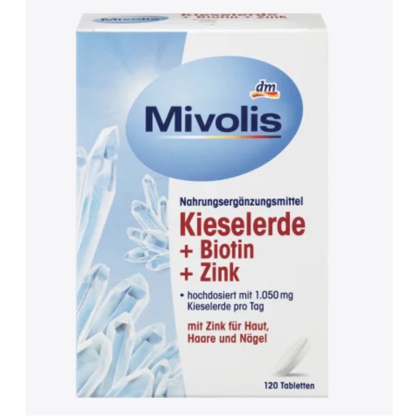 - VIÊN UỐNG MIVOLIS BIOTIN, SILICA, KIESELERDE & KẼM HỖ TRỢ MỌC TÓC, LÀM KHOẺ TÓC VÀ MÓNG  - 120 VIÊN