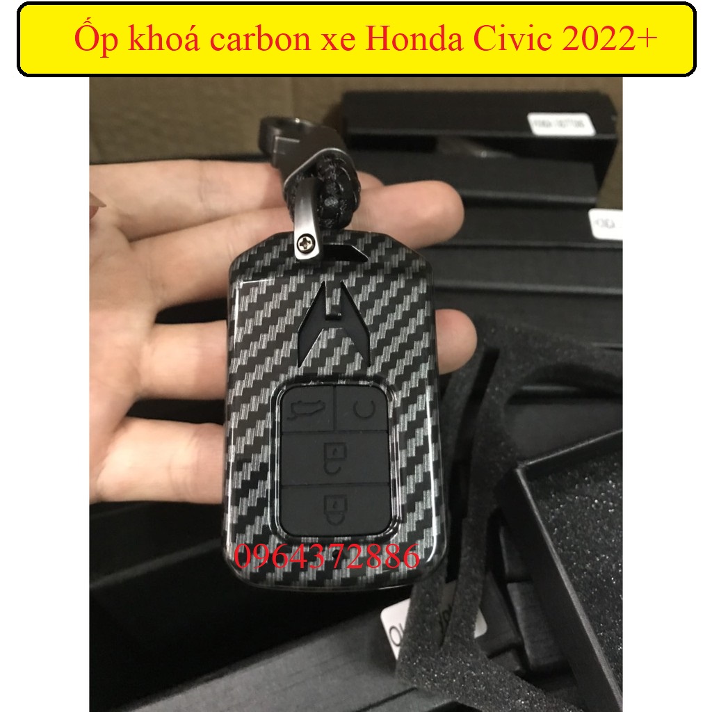 Ốp chìa khóa Honda Civic 2017-2021, City 2021 carbon cao cấp, tặng kèm móc khoá