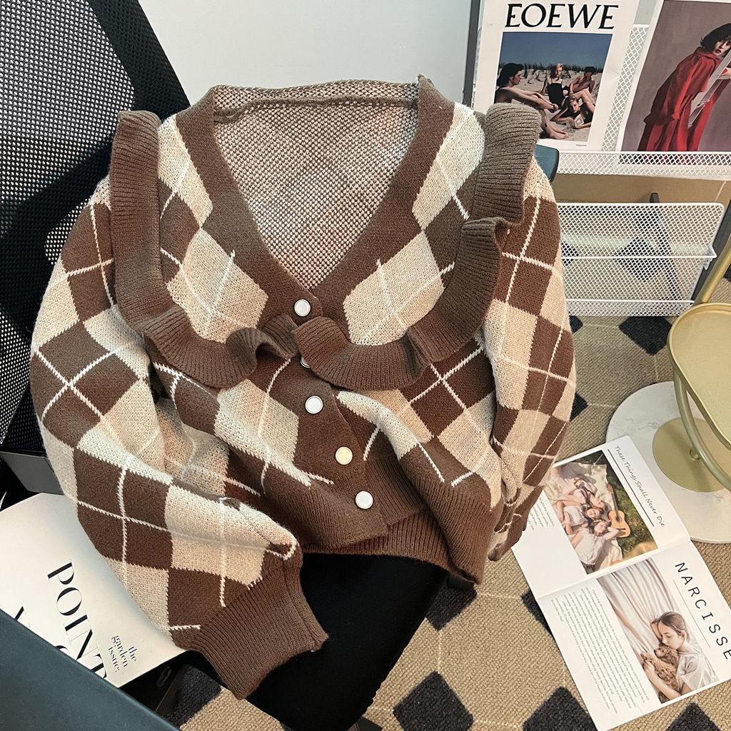 Áo Khoác cardigan Dệt Kim Cổ Búp Bê Thiết Kế Mới Thời Trang Mùa Thu Đông Dành Cho Nữ