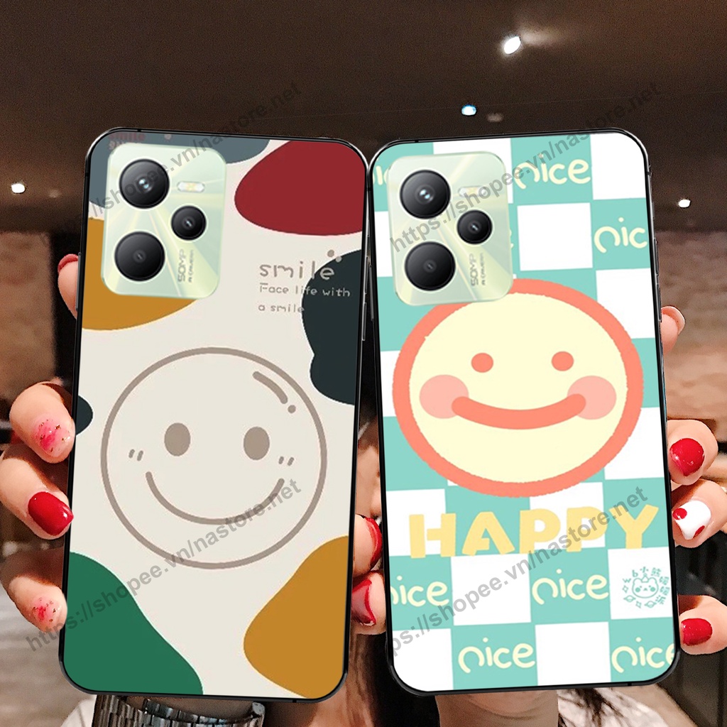 Ốp lưng Realme C35 mặt cười, họa tiết caro đơn giản đẹp cute
