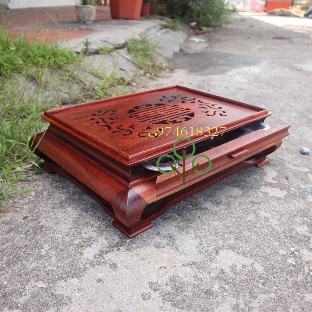 Bàn trà ấm chén phòng khách gỗ cẩm cỡ 45x35 cao 15