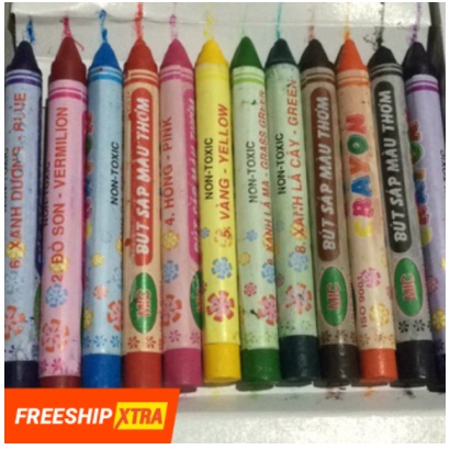 Bút sáp màu cho bé - bút sáp tô mầu thơm 12 màu cho bé tô vẽ, thỏa sức sáng tạo