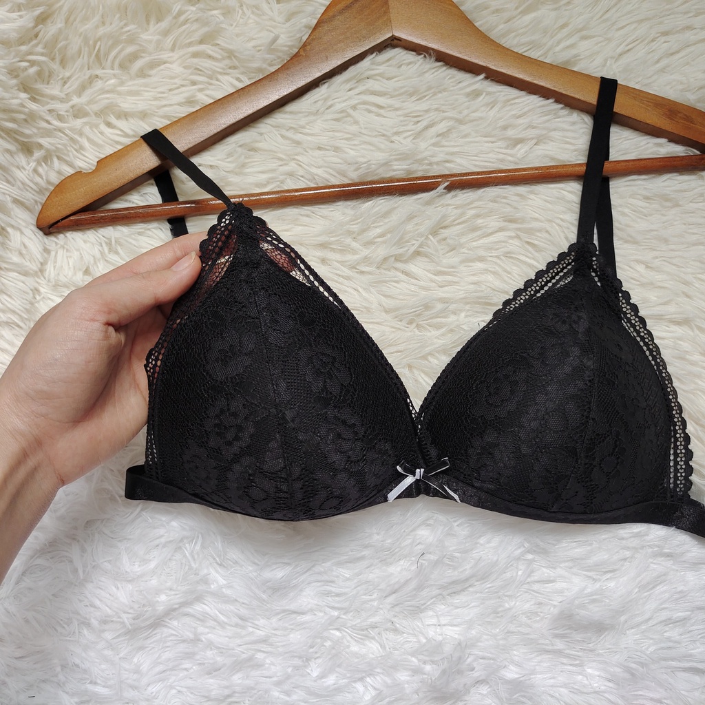 [Big Size] Set Bra - Bralette voan sexy không gọng, mút mỏng - Đồ lót nữ màu đen | BigBuy360 - bigbuy360.vn