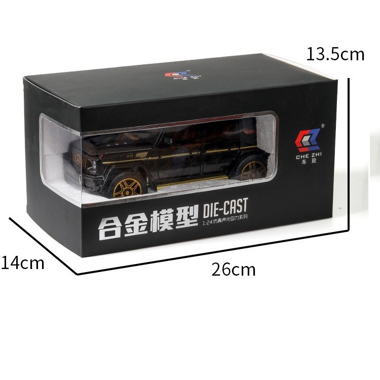 Xe mô hình ô tô Mercedes Benz G63 tỉ lệ 1:24  - Xe ô tô bằng kim loại mở các cửa có âm thanh bằng đèn xe chạy cót