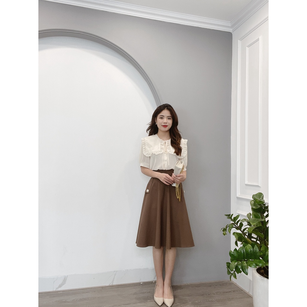 Chân Váy Xòe 2 Túi Sườn Đính Cúc Ngọc Min House
