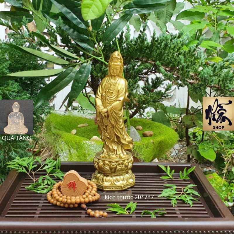 Tượng Ngài Quan Âm Bồ Tát  chất liệu poly bột đá đúc đặc bền chắc