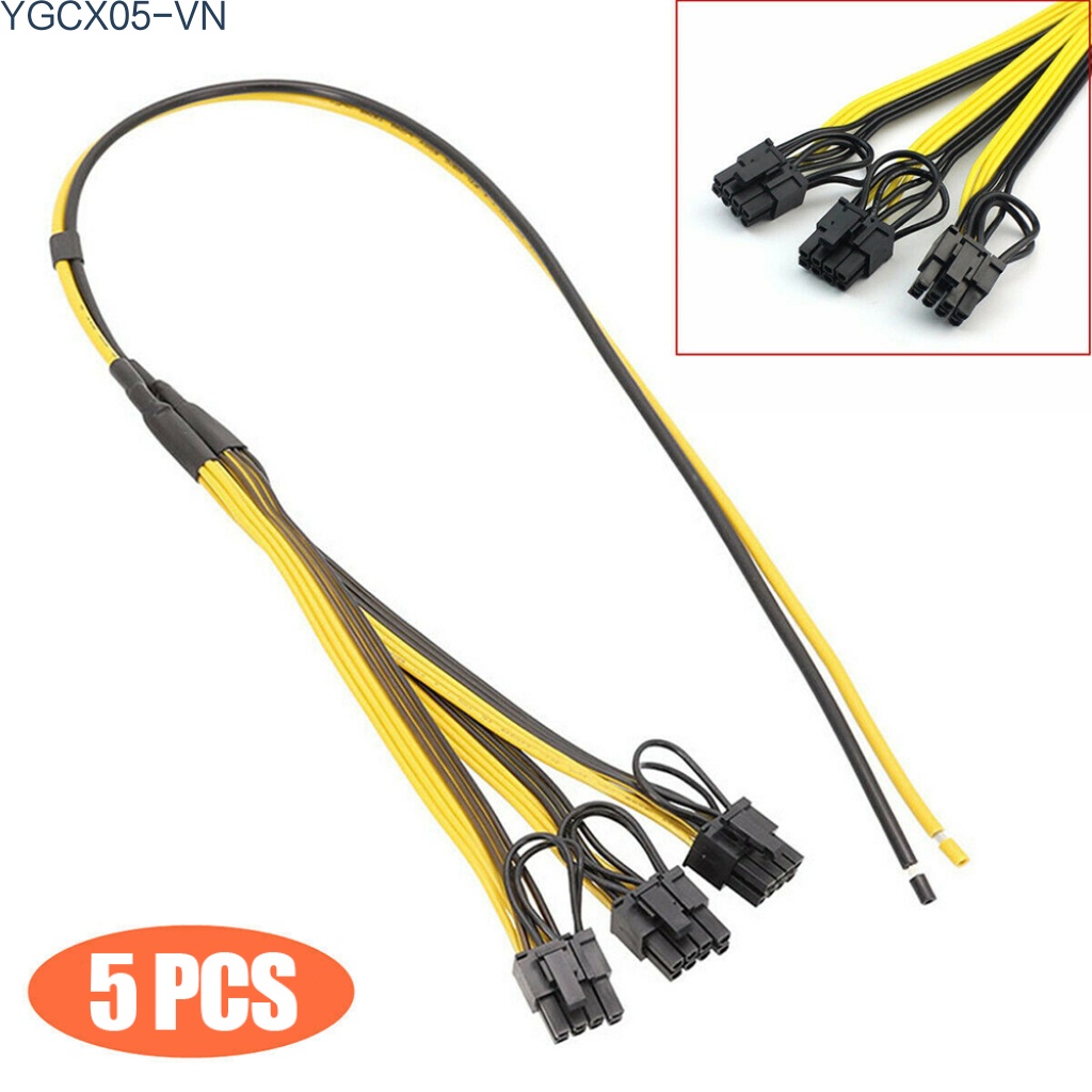 Set 5 Dây Cáp Nguồn 1 Đến 3 6p + 2p 12awg + 18awg 8pin Gpu Cho Thẻ Đồ Họa Btc Mining | BigBuy360 - bigbuy360.vn