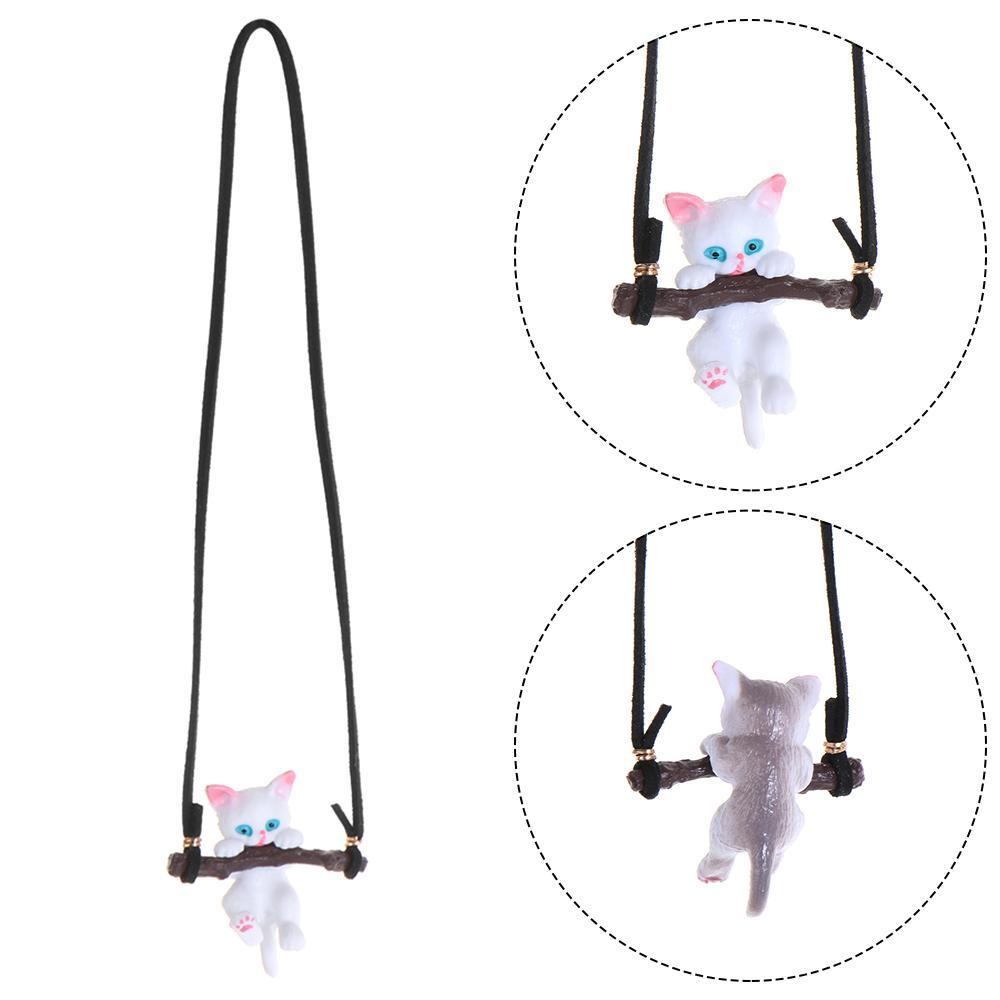 Dây Treo Trang Trí Nội Thất Xe Hơi Hình Mèo Kèm Cành Cây