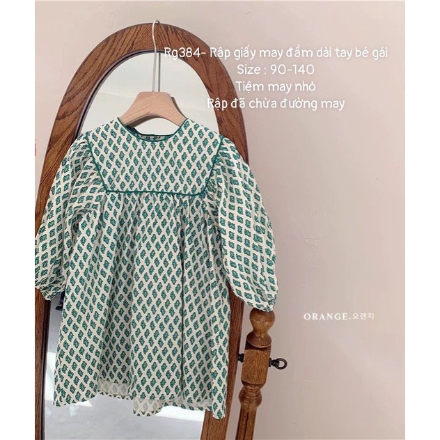 RG384_Rập giấy may đầm dài tay bé gái