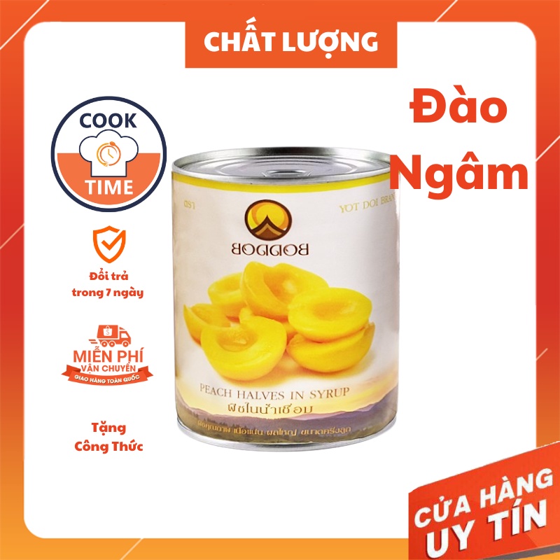 Đào Ngâm Thái Lan BoddoB 425Gram - Chính Hãng - CookTime.vn - Miếng đào vàng ươm, giòn - Dòng sản phẩm cao cấp