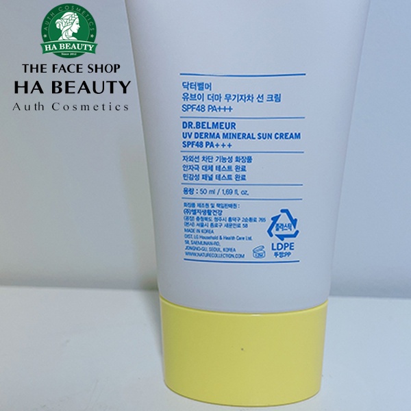 (AUTH_Korea)Kem Chống Nắng vật lý Màng Khoáng DR.BELMEUR MINERAL SUN CREAM SPF 48 +++ The Face Shop