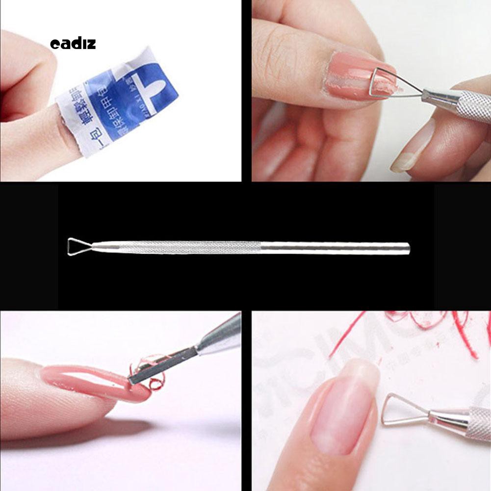 [Hàng mới về] Que đẩy loại bỏ sơn móng tay bằng thép không gỉ tiện lợi dễ sử dụng