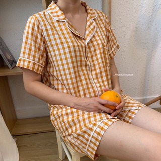 Đồ bộ mặc nhà pyjama kate silk ngắn - vàng
