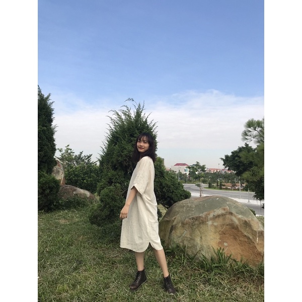 Váy linen màu be 2hand