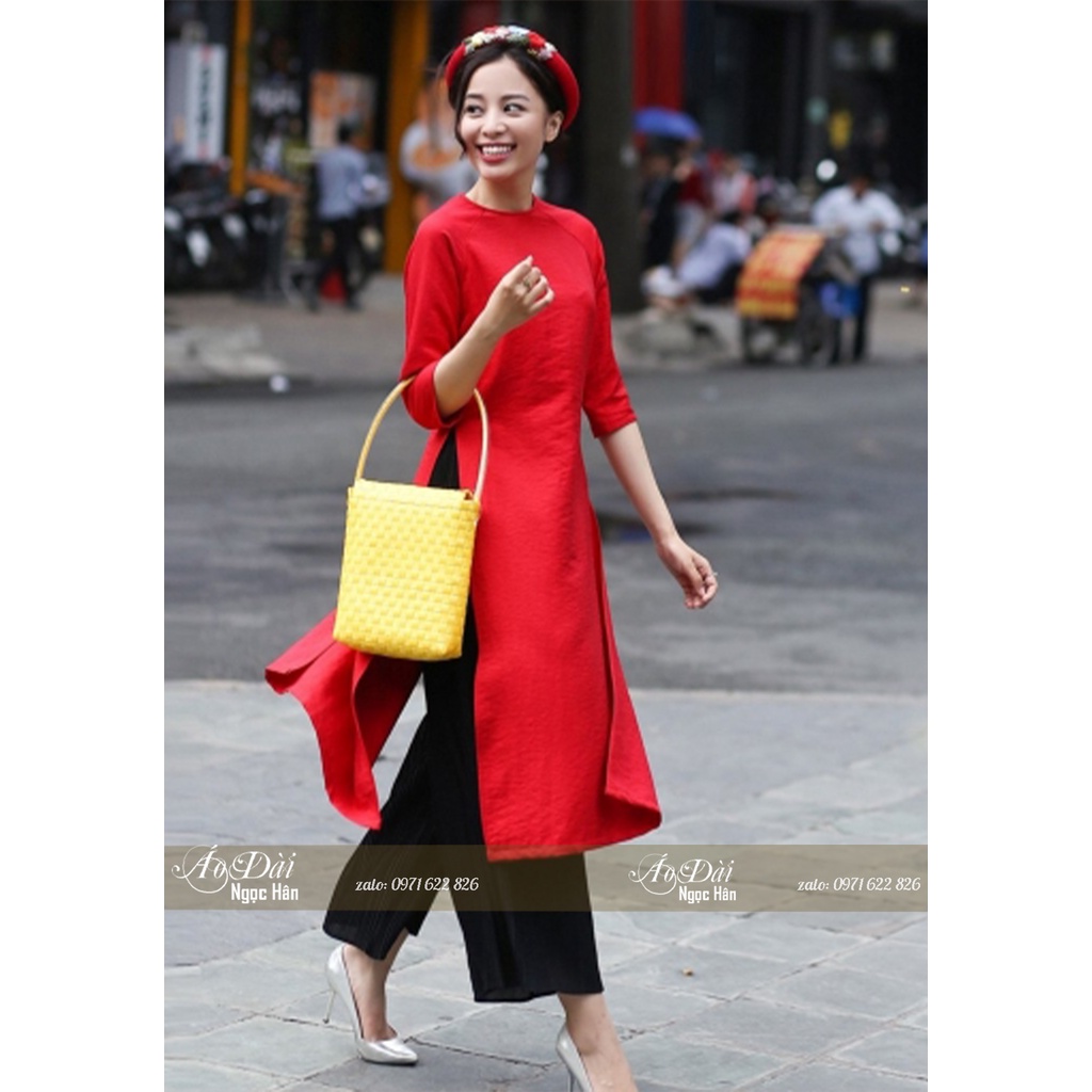 Áo Dài Cách Tân Nữ Dáng Suông Cổ Tròn Tay Lỡ A44