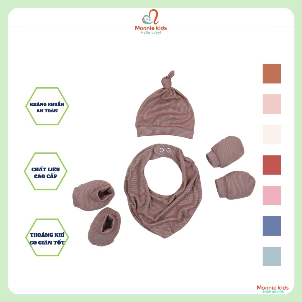 Set phụ kiện turban cho bé COOKIE, phụ kiện sơ sinh cao cấp cho trẻ - Monnie Kids