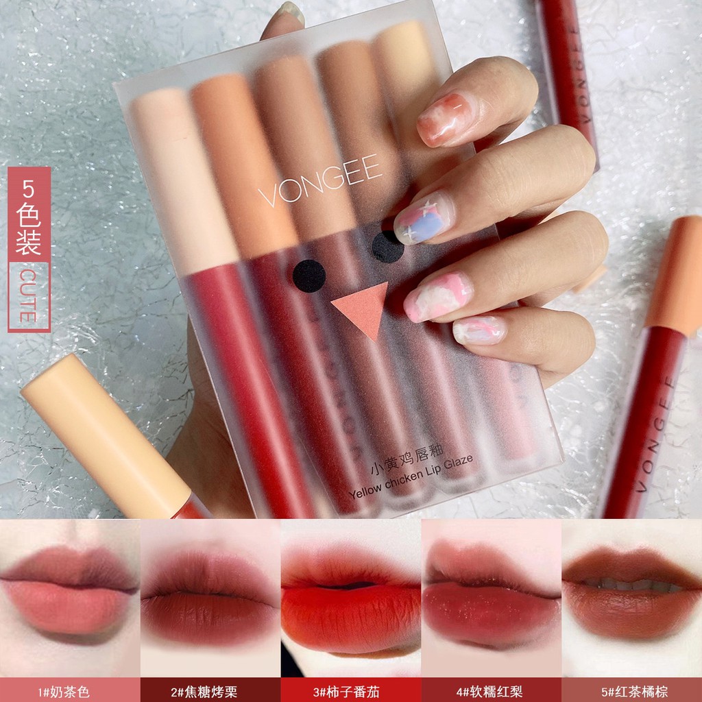 [Hàng mới về] Set 5 son môi lì VONGEE khô nhanh lâu trôi không thấm nước | BigBuy360 - bigbuy360.vn