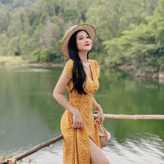 Đầm maxi hoa nhí khoét lưng siêu xinh-hàng thiết kế