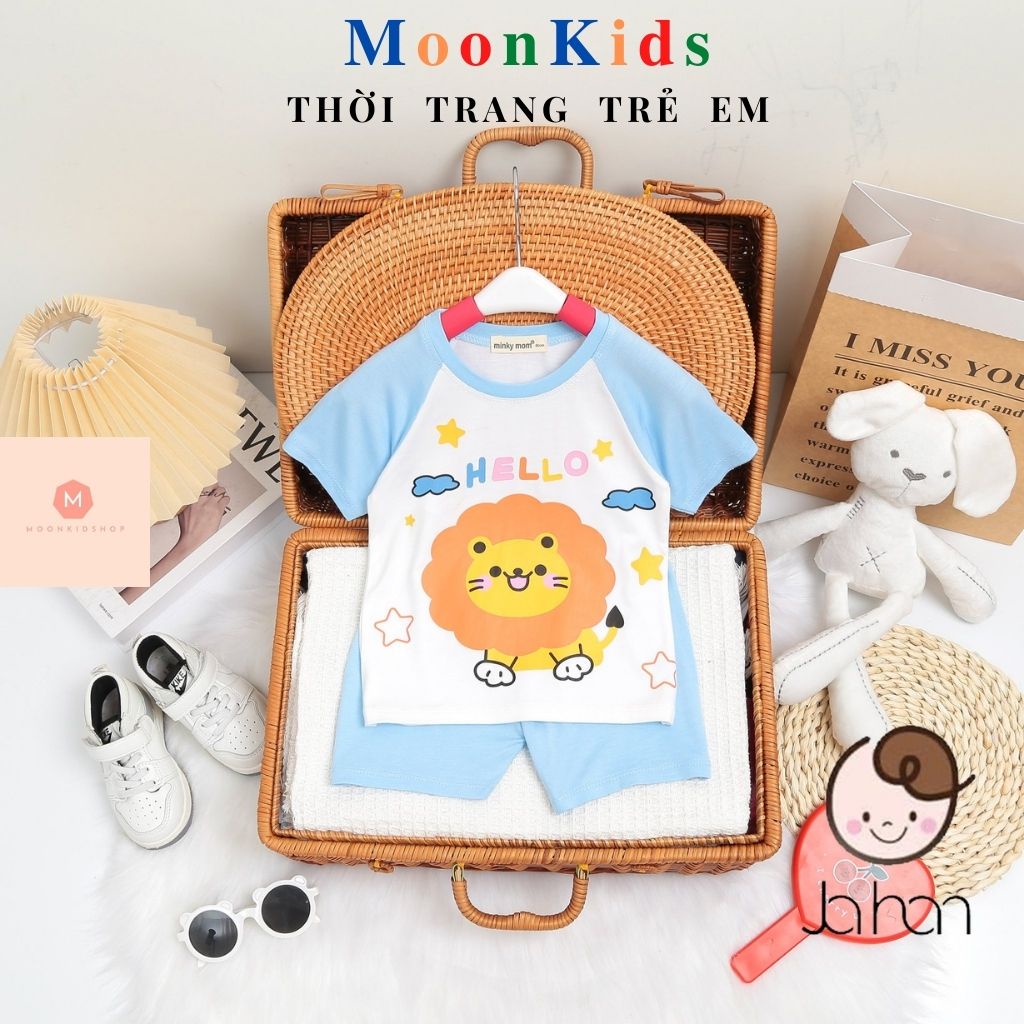 Bộ Cộc Tay Minky Mom Cho BéHọa Tiết Gấu Miubody đùi bé trai,quần áo cộc cho bé từ 6-18kg,Bộ hè cho bé 1t