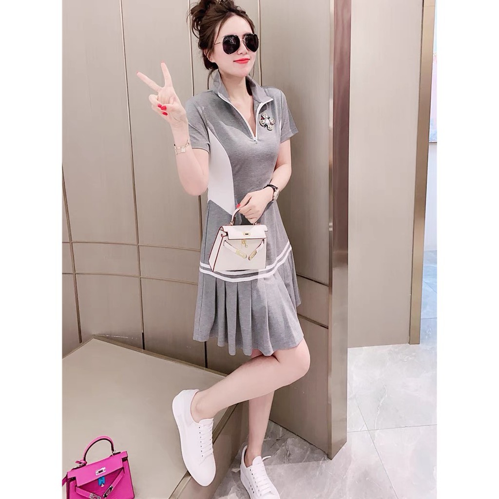 Đầm polo nữ bigsize váy đuôi cá logo đính đá Quảng Châu cao cấp D&R Fashion D049