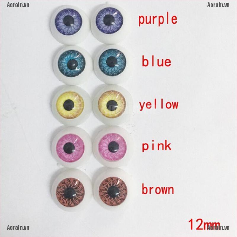 MT 1 Pair/Set 12mm Doll Eyeballs Half Round Acrylic Eyes for DIY Doll Bear Crafts NY