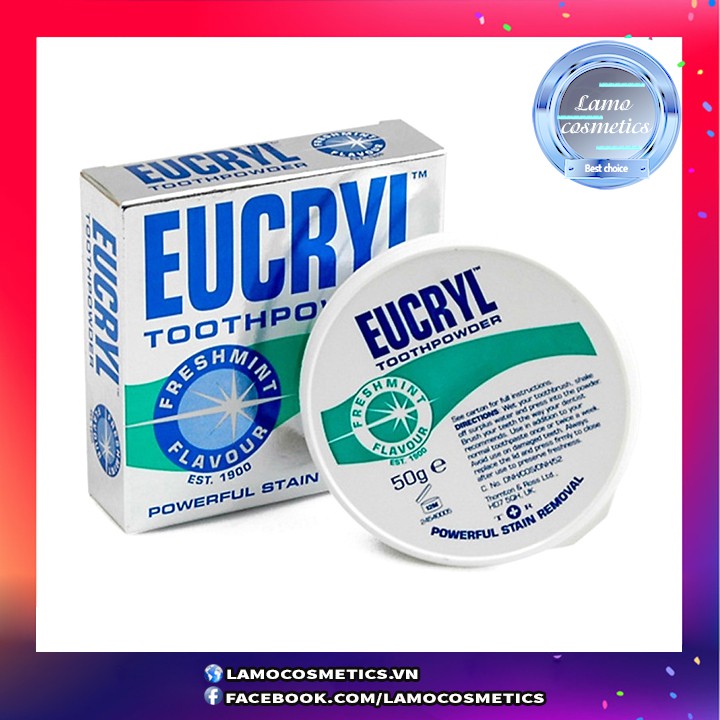 Bột Tẩy Trắng Răng EUCRYL 50g Nhập Từ Anh Chính Hãng 100%