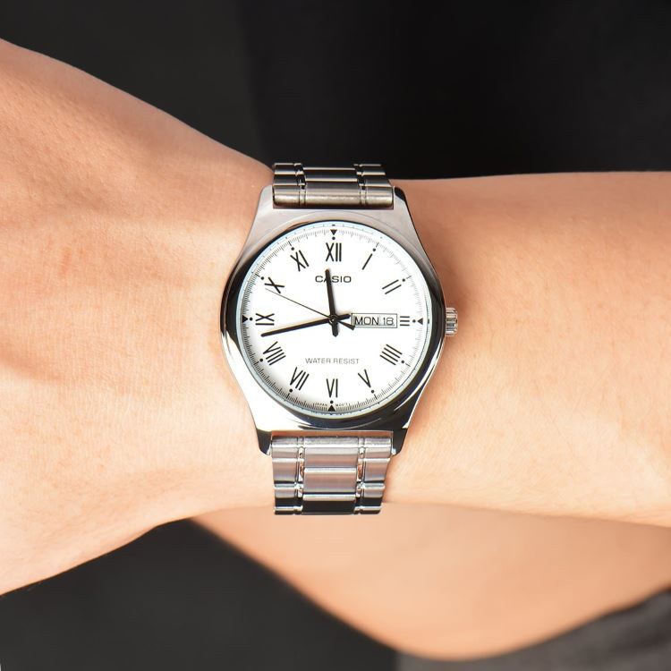 Đồng hồ Đôi Nam nữ Casio MTP/LTP V006D, đồng hồ chính hãng, Dây thép không gỉ, Có thứ ngày