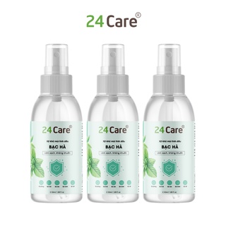 Combo 3 xịt khử mùi thơm phòng Bạc Hà 24Care 50ml/chai
