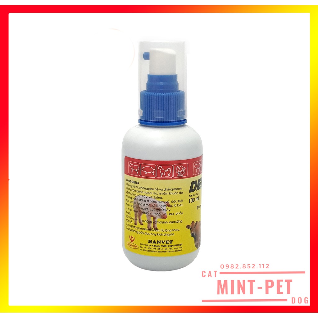 Dung dịch sát trùng vết thương thú cưng DERMA ( 100ml ) #MintPet