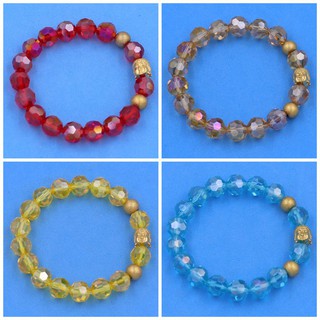 Vòng tay Thủy Tinh Cắt Giác 10 ly mix Phật tổ Như Lai inox 2 Bi - Vòng tay phong thủy thời trang