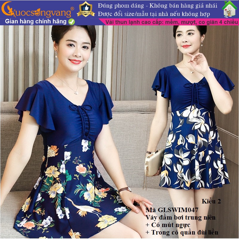 Đồ bơi trung niên big size màu xanh đen đồ đi biển trung niên GLSWIM047 Cuocsongvang