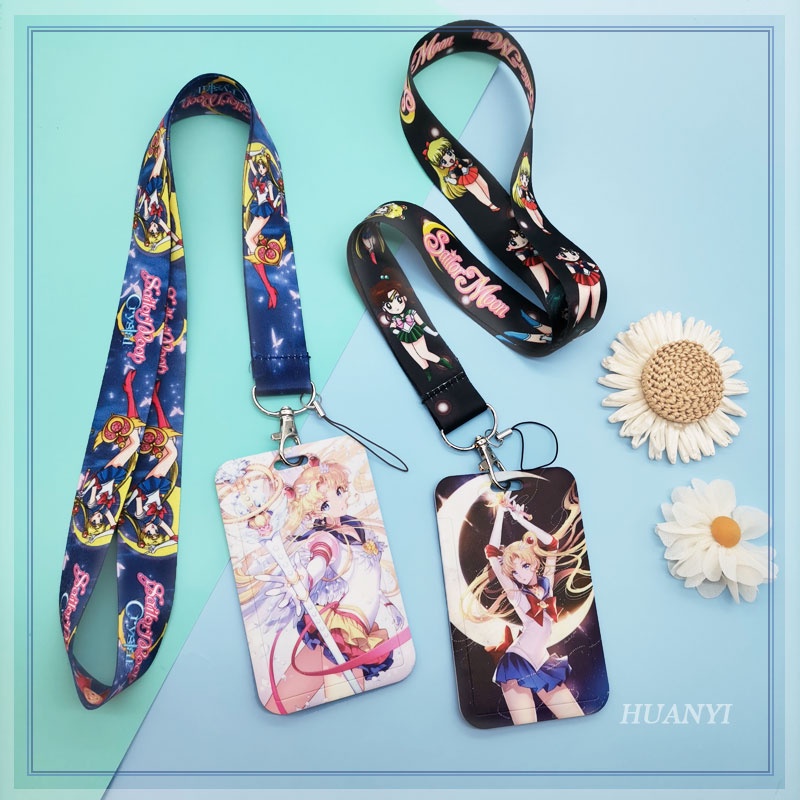 Sailor Moon Dây Đeo Thẻ ID Bằng Nhựa Họa Tiết Hoạt Hình Thủy Thủ Mặt Trăng Dễ Thương
