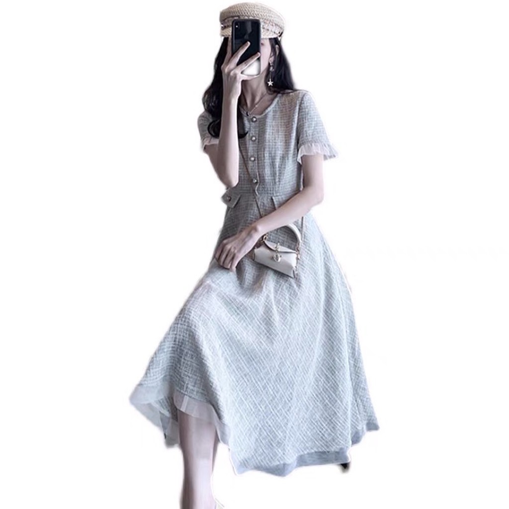 Đầm xòe midi phối ren tay áo và chân váy dưới (ORDER )