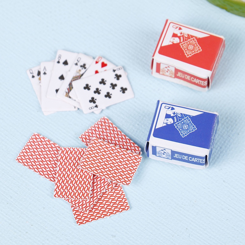 Bộ 2 Thẻ Bài Poker Mini Tỉ Lệ 1: 1 Dễ Thương Dùng Trang Trí Nhà Cửa