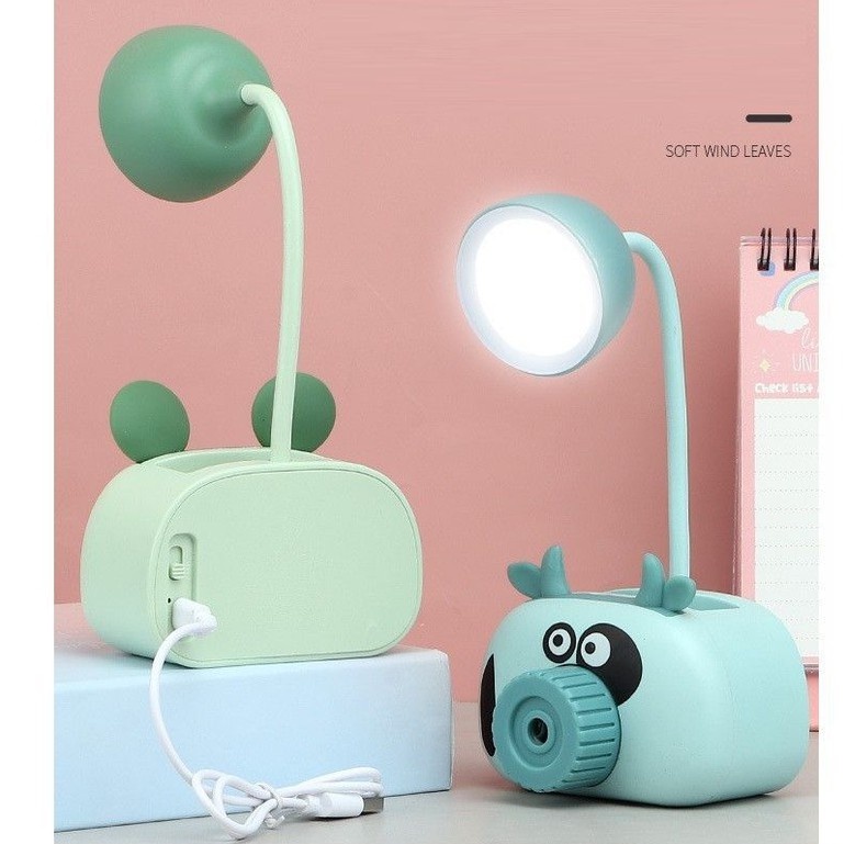 Đèn đọc sách pin sạc có ngăn đựng đồ hình thú Vịt Con Tuần Lộc Trâu Ngố Thỏ con đáng yêu