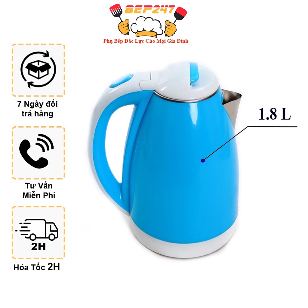 Ấm Đun Nước Siêu Tốc Dung Tích 1.8L, Bảo Hành 6 Tháng Công Suất Cao, Tự Động Ngắt Điện, An Toàn - Ám Siêu Tốc
