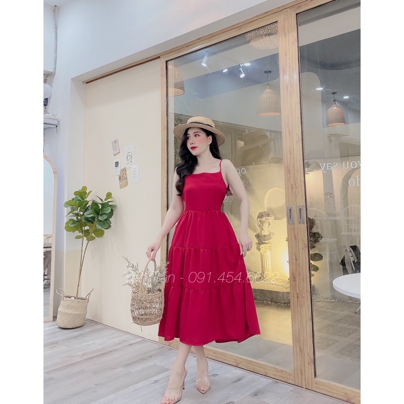 [ Mã FAMAYWA2 giảm 10K đơn 50K] Váy Maxy Đũi 3 Tầng Dáng Dài Hơ Lưng Thắt Nơ Sau Siêu Xinh | BigBuy360 - bigbuy360.vn