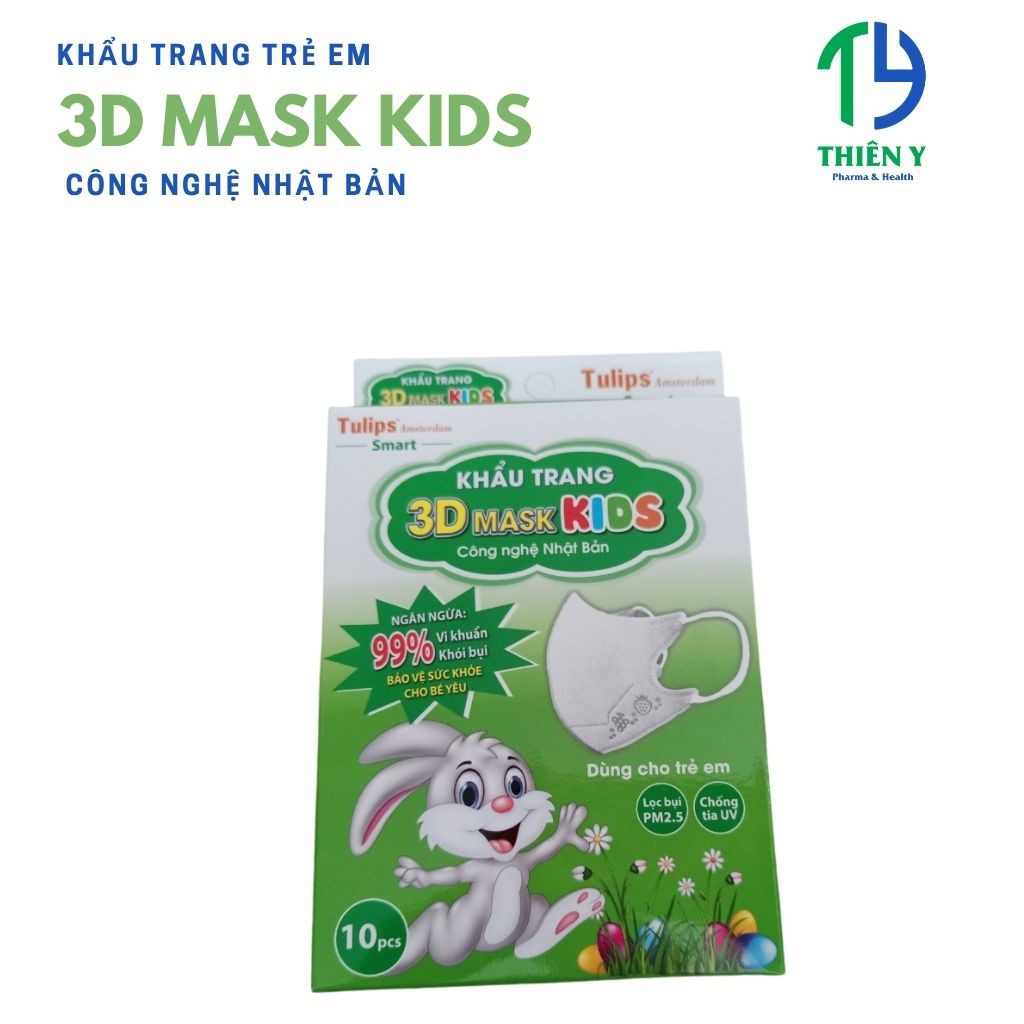 Khẩu trang Y Tế Tulips 3D Mask Kids, Khẩu Trang Trẻ Em, hộp 10 Cái – Thiên Y Pharmacy