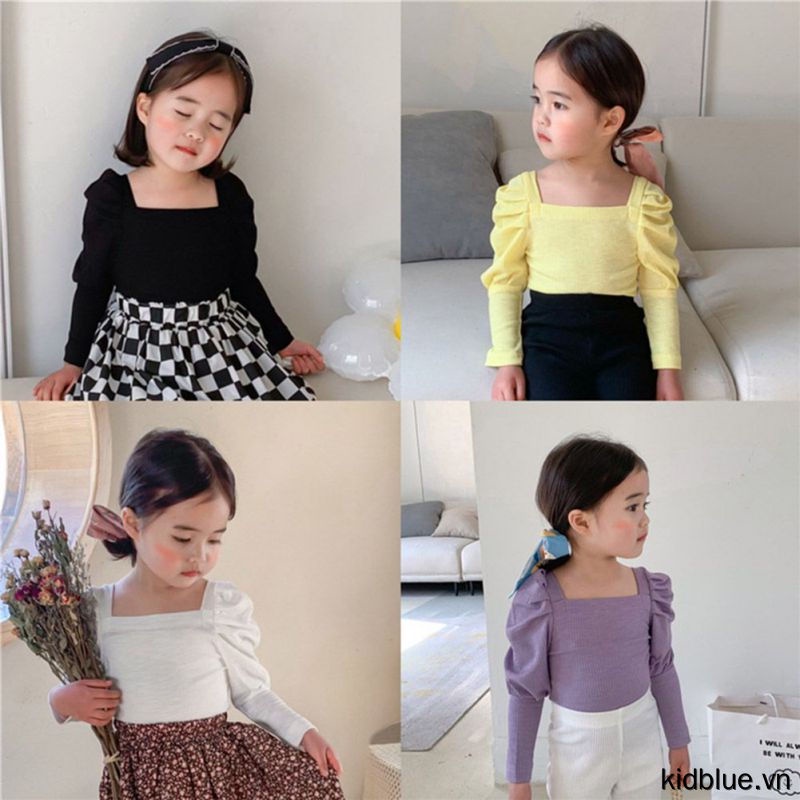 Áo Thun Dáng Ôm Co Giãn Màu Sắc Đơn Giản Dành Cho Bé Gái