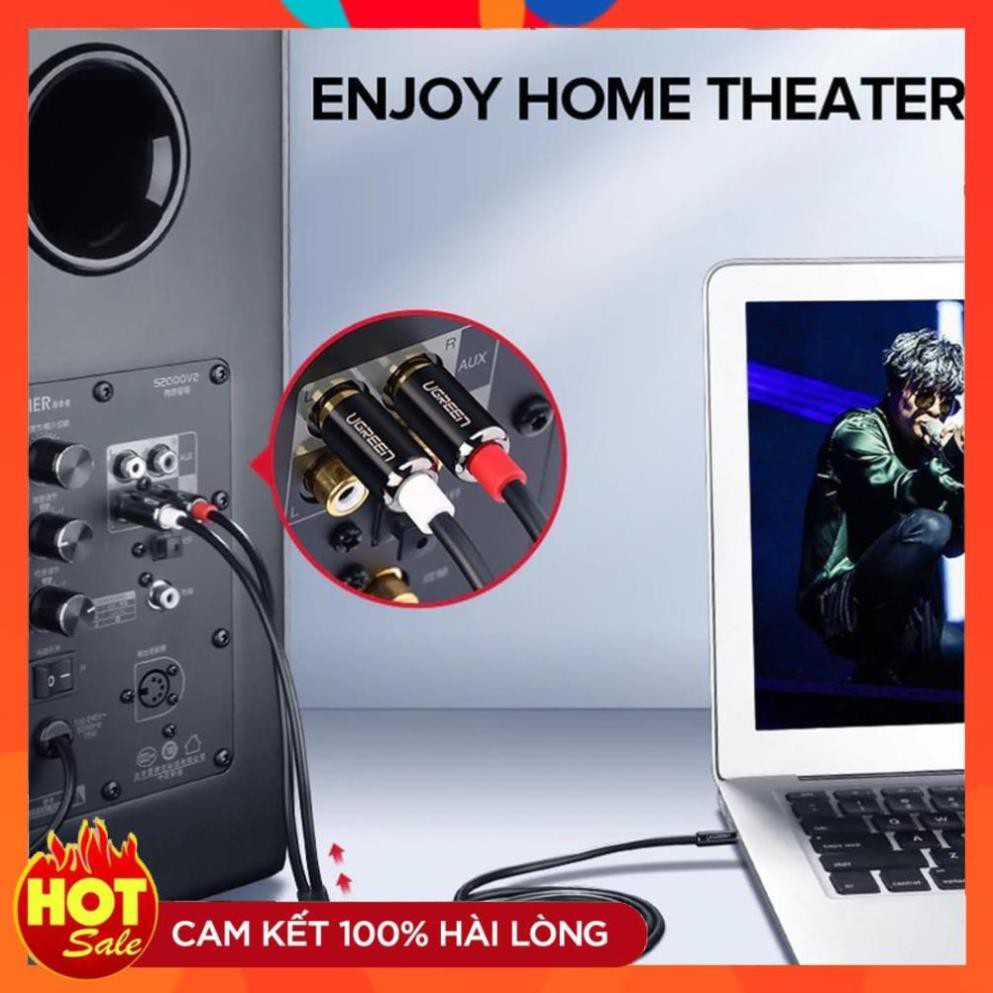 [Chính Hãng] Dây loa 3.5mm ra 2 đầu AV 2m CHÍNH HÃNG UGREEN 10584 - Cáp audio Ugreen 10584